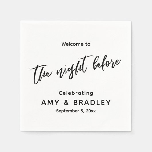 Willkommen bei The Night Before Handwriting Typogr Serviette (Vorderseite)