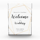 Willkommen bei unserem geometrischen Hochzeitssymb Fotoblock (Vorderseite)