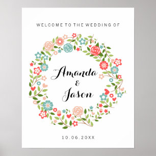 Willkommen bei unserem Hochzeitszeichen   Floral   Poster