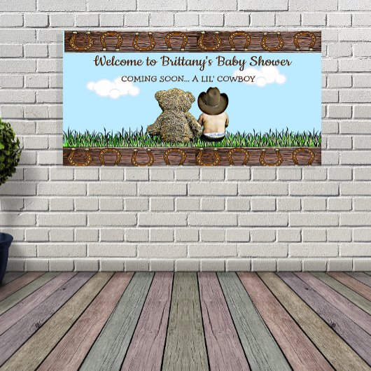 Willkommen bei unserem Lil' Cowboy Ethnic Baby Boy Banner
