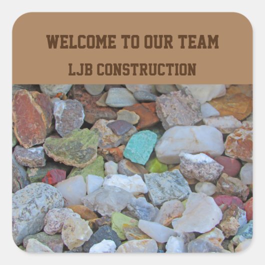 Willkommen bei unserem Team Colorful Rocks New Emp Quadratischer Aufkleber (Vorderseite)