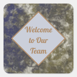 Willkommen bei unserem Team Marbled Blue Gold New  Quadratischer Aufkleber