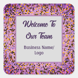 Willkommen bei unserem Team Mosaik Violett Neue Mi Quadratischer Aufkleber