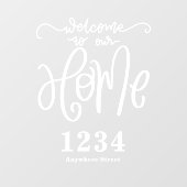 Willkommen bei unserem Zuhause House Number Street Fensteraufkleber (Blatt)