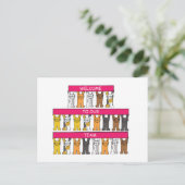 Willkommen bei unseren Cartoon Katzen Postkarte (Stehend Vorderseite)