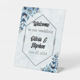 Willkommen bei unseren Hochzeiten/blauen Rose Sockelschild