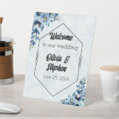 Willkommen bei unseren Hochzeiten/blauen Rose Sockelschild (In SItu)