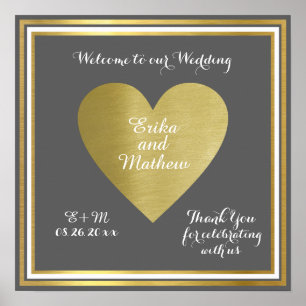 Willkommen bei unserer Hochzeit, Empfang Gold Lieb Poster