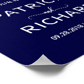 Willkommen bei unserer Hochzeit | Navy Blue Sign Poster (Ecke)