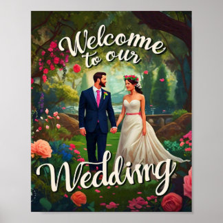 "Willkommen bei unserer Hochzeit" Zeichen Poster