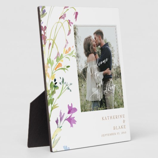 Willkommen bei unserer Hochzeitsfeier-Foto-Wildblu Fotoplatte (Seite)