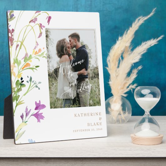 Willkommen bei unserer Hochzeitsfeier-Foto-Wildblu Fotoplatte (Seite)