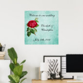 Willkommen bei unserer Hochzeitsfeier Vintager Rot Poster (Heimbüro)