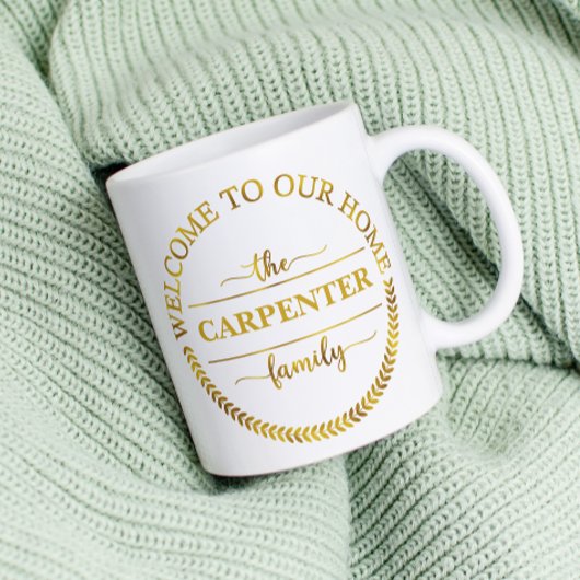 Willkommen bei unserer Zuhause Personalisierten Fa Kaffeetasse