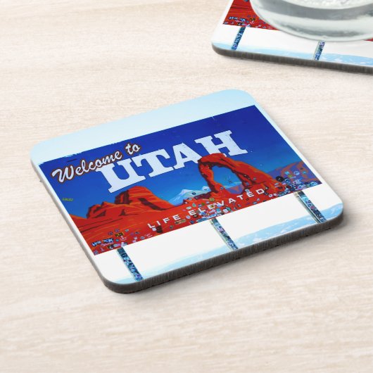 Willkommen bei Utah Sign Getränkeuntersetzer (Linke Seite)
