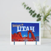 Willkommen bei Utah Sign Postkarte (Stehend Vorderseite)