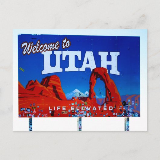 Willkommen bei Utah Sign Postkarte (Vorderseite)