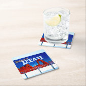 Willkommen bei Utah Sign Rechteckiger Pappuntersetzer (Vor Ort)