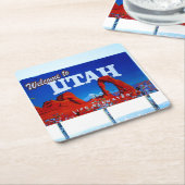 Willkommen bei Utah Sign Rechteckiger Pappuntersetzer (angewinkelt)