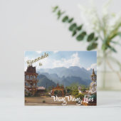 Willkommen bei Vang Vieng, Laos Postcard Postkarte (Stehend Vorderseite)