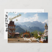 Willkommen bei Vang Vieng, Laos Postcard Postkarte (Vorne/Hinten)