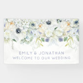 Willkommen bei Wedding Names White Boho Florals Banner (Horizontal)
