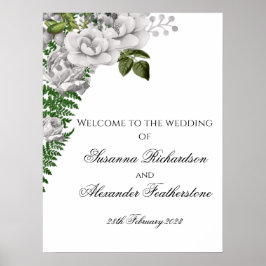 Willkommen bei White Roses und Ferns Wedding Poster