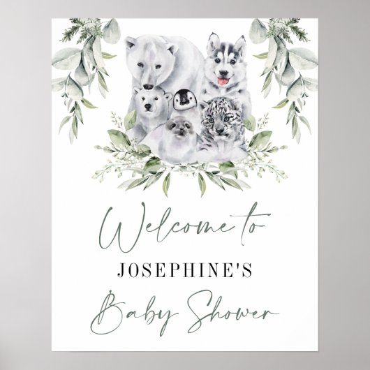 Willkommen bei Winter Artic Animals Neutral Baby D Poster (Vorne)