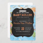 Willkommen bei World Baby Shower Invite Einladung (Vorne/Hinten)