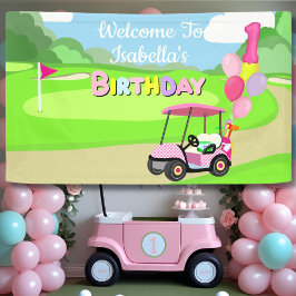 Willkommen beim 1. Geburtstag Polka Dot Pink Girly Banner
