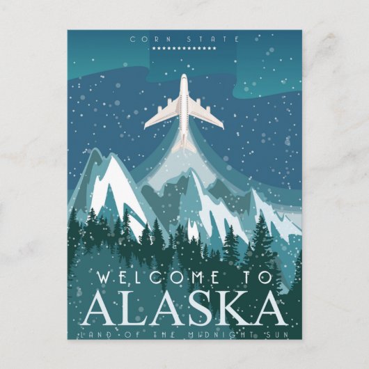 Willkommen beim ALASKA Staat von Amerika Postkarte (Vorderseite)