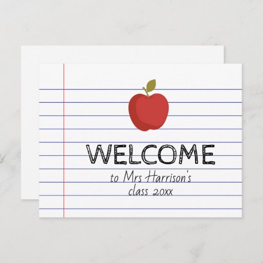 Willkommen beim Apple zurück zum Schullehrer meine Postkarte (Vorne/Hinten)