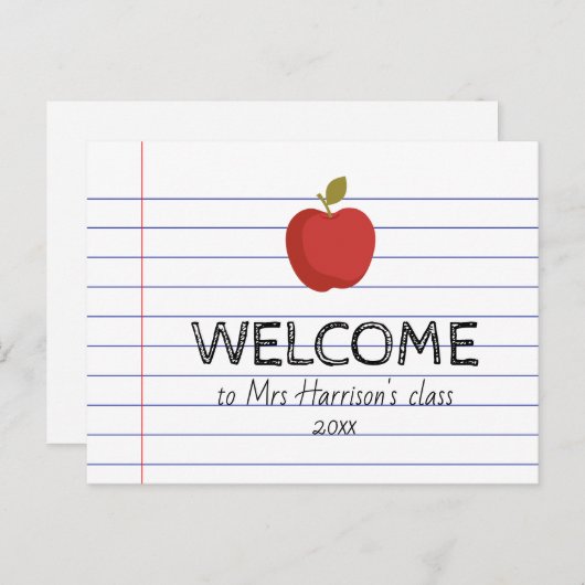Willkommen beim Apple zurück zum Schullehrer meine Postkarte (Vorne/Hinten)