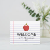Willkommen beim Apple zurück zum Schullehrer meine Postkarte (Stehend Vorderseite)