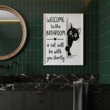 Willkommen beim Badezimmer-Katzenbegleiter-Poster