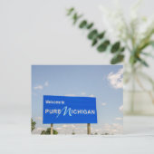 Willkommen beim Blue Sign von Pure Michigan Postkarte (Stehend Vorderseite)
