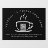 Willkommen beim Coffee Shop Name QR Code Black Fensteraufkleber (Blatt)