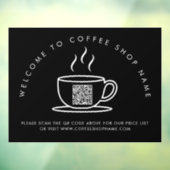 Willkommen beim Coffee Shop Name QR Code Black Fensteraufkleber (Blatt 3)