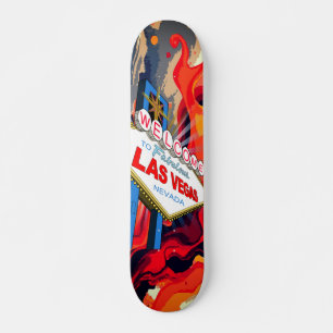 Willkommen beim Fabulous Las Vegas Nevada Schild A Skateboard