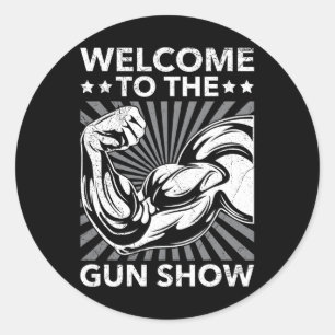 Willkommen beim GUN Show Bodybuilding GYM Workout  Runder Aufkleber