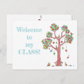Willkommen beim Klassenbaumherz und Vogellehrer Postkarte (Vorne/Hinten)