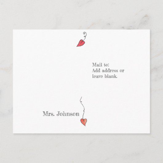 Willkommen beim Klassenbaumherz und Vogellehrer Postkarte (Rückseite)