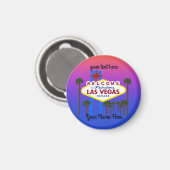 Willkommen beim Las Vegas Sign #3 Round Magnet (Vorderseite/Rückseite)