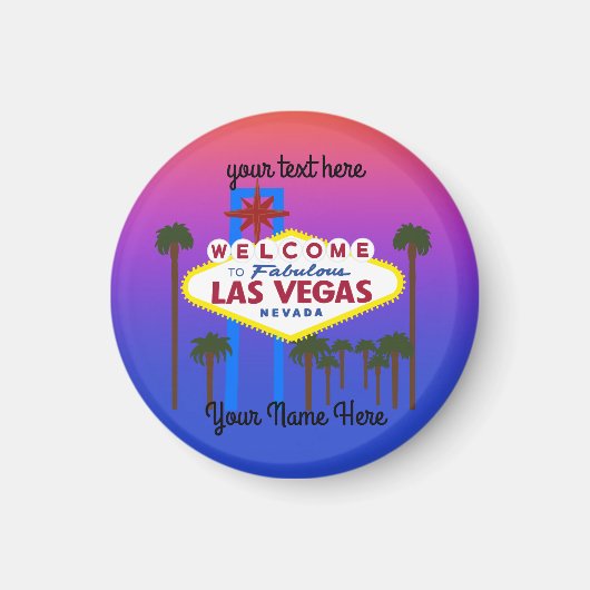 Willkommen beim Las Vegas Sign #3 Round Magnet (Vorne)