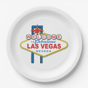 Willkommen beim Las Vegas-Zeichen Pappteller