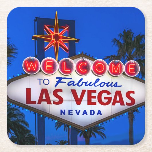Willkommen beim Las Vegas-Zeichen Rechteckiger Pappuntersetzer (Vorderseite)