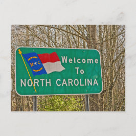 Willkommen beim North Carolina-Zeichen Postkarte