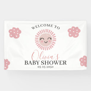 Willkommen beim Pink Sunshine Girl Baby Shower  Banner