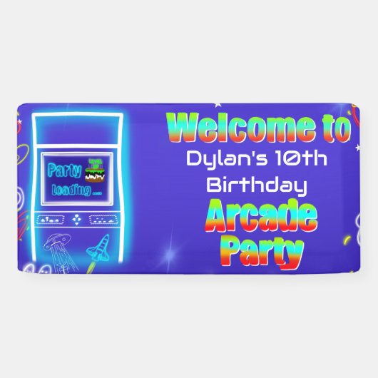 Willkommen beim Retro Arcade Power Up Gaming Gebur Banner (Horizontal)