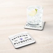 Willkommen beim Schild der Stadt Plymouth MA Getränkeuntersetzer (Rechte Seite)